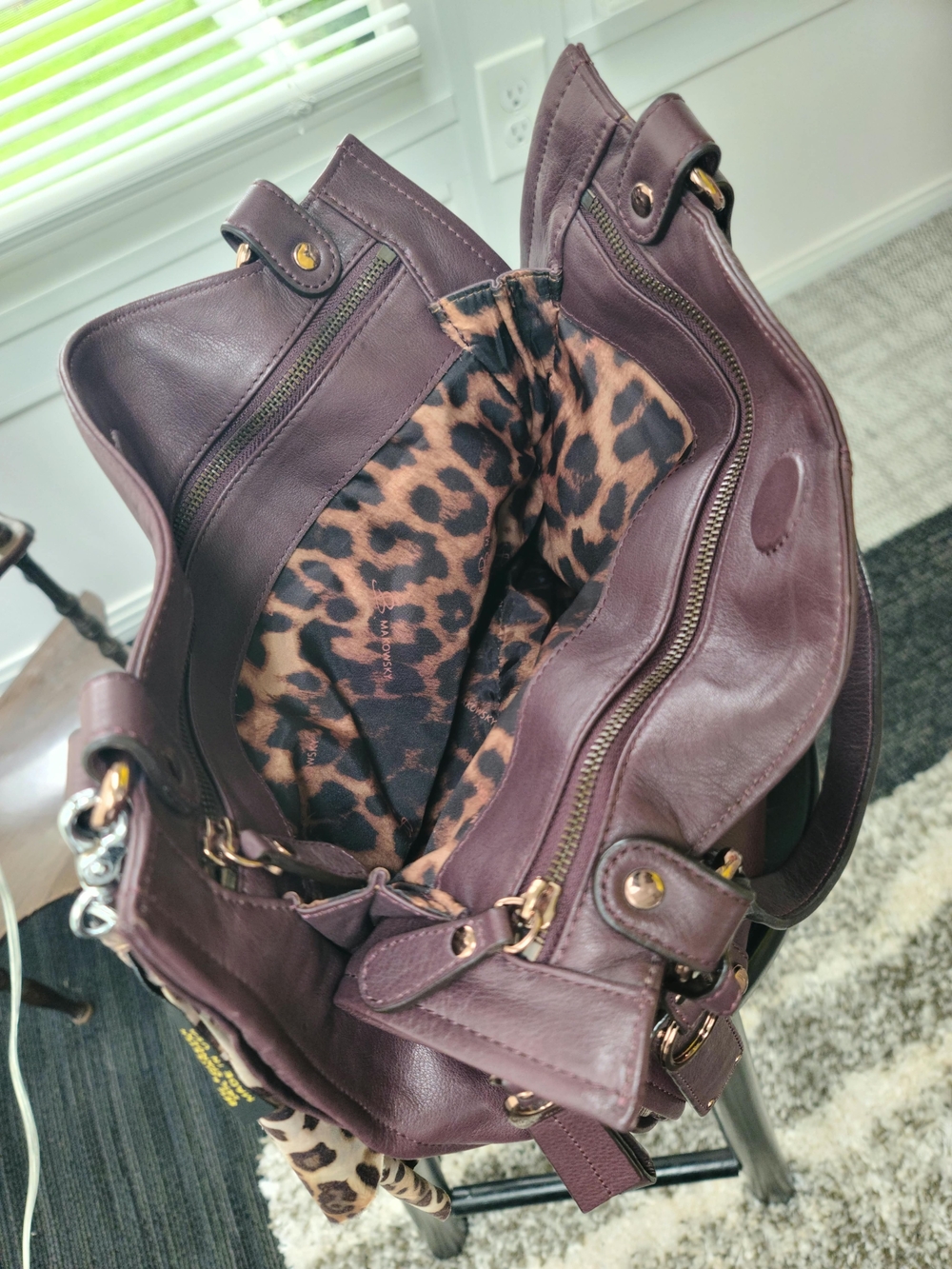 b. makowsky Leather Shoulder Bag - Plum - Picture 11 of 11